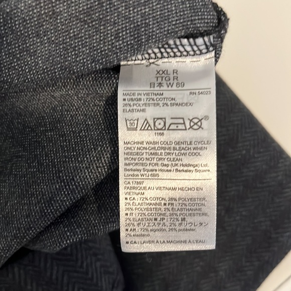 Herringbone Pattern Dark Gray Gap Pants NWT XXL Flat front and back. - Picture 4 of 5